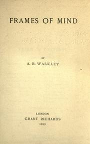 Cover of Frames of mind by Arthur Bingham Walkley