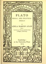 Front cover of Plato; moral and political ideals by Adela Marion Adam