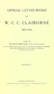 Front cover of Official letter books of W.C.C. Claiborne, 1801-1816 by William Charles Cole Claiborne