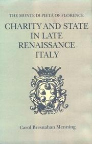 Front cover of Charity and state in late Renaissance Italy by Carol Bresnahan Menning