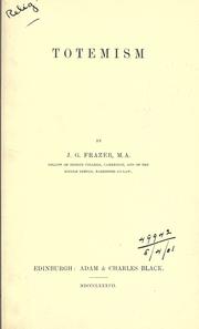 Front cover of Totemism by James George Frazer