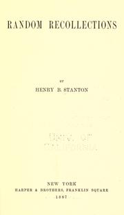 Cover of Random recollections by Henry B. Stanton