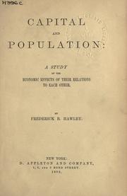 Front cover of Capital and population by Frederick Barnard Hawley