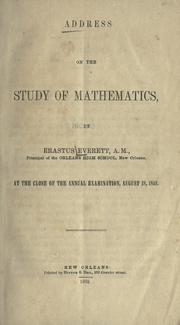 Cover of Address on the study of mathematics .. by Erastus Everett