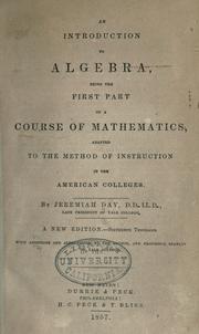 Front cover of An introduction to algebra by Jeremiah Day