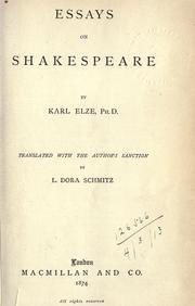 Cover of Essays on Shakespeare by Karl Elze