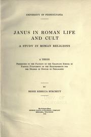 Front cover of Janus in Roman life and cult by Bessie Rebecca Burchett