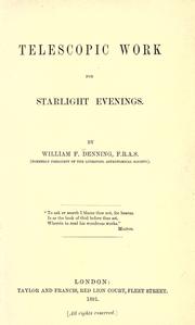 Front cover of Telescopic work for starlight evenings by William Frederick Denning