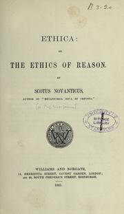 Front cover of Ethica, or, The ethics of reason by Laurie, Simon Somerville
