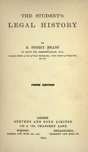 Front cover of The student's legal history by R. Storry Deans