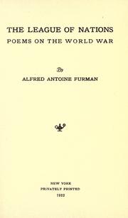 Front cover of The league of nations by Alfred Antoine Furman