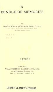 Cover of A bundle of memories by Henry Scott Holland