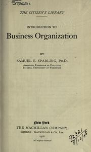 Cover of Introduction to business organization by Samuel Edwin Sparling