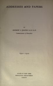 Cover of Addresses and papers by A. S. Draper