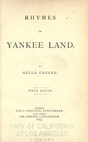 Front cover of Rhymes of Yankee land by Greene, Aella