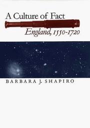 Front cover of A Culture of Fact by Barbara J. Shapiro