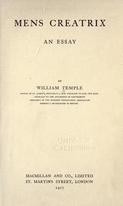 Cover of Mens creatrix by William Temple