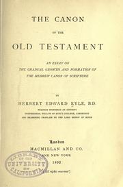 Front cover of The canon of the Old Testament by Herbert Edward Ryle