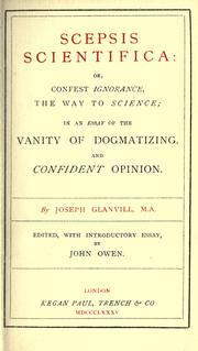 Cover of Scepsis scientifica by Joseph Glanvill