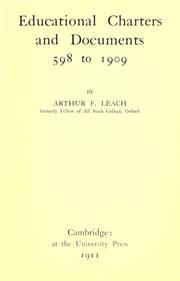 Front cover of Educational charters and documents 598 to 1909 by Leach, Arthur Francis