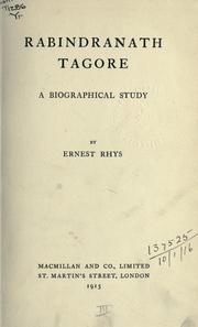 Cover of Rabindranath Tagore: a biographical study by Ernest Rhys