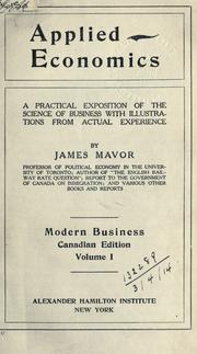 Front cover of Applied economics by James Mavor
