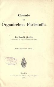 Front cover of Chemie der organischen farbstoffe by Rudolf Nietzki