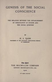 Front cover of Genesis of the social conscience by Henry Sylvester Nash