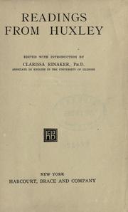 Front cover of Readings from Huxley, ed., with introduction by Thomas Henry Huxley