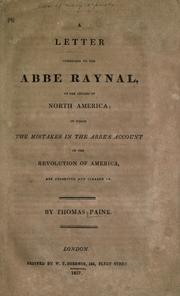 Cover of Letter addressed to the Abbe Raynal by Thomas Paine