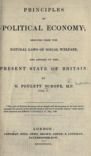 Front cover of Principles of political economy by George Poulett Scrope