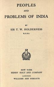 Front cover of Peoples and problems of India by Holderness, T. W. Sir
