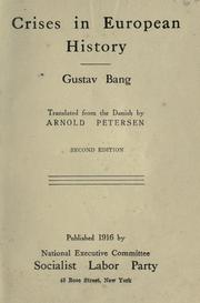 Front cover of Crises in European history by Gustav Bang