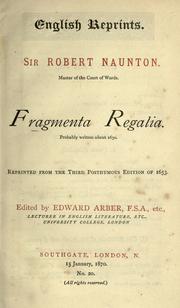 Front cover of Fragmenta regalia by Naunton, Robert Sir