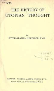 Cover of The history of Utopian thought by Joyce Oramel Hertzler