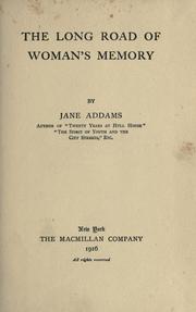 Cover of The long road of woman's memory by Jane Addams