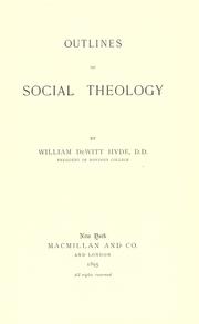 Front cover of Outlines of social theology by Wiliam De Witt Hyde