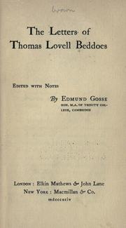 Front cover of The letters of Thomas Lovell Beddoes by Thomas Lovell Beddoes