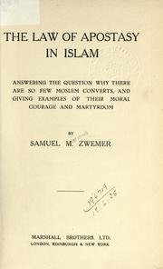 Cover of The law of apostasy in Islam by Samuel Marinus Zwemer