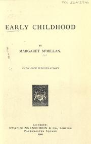Cover of Early childhood by Margaret McMillan