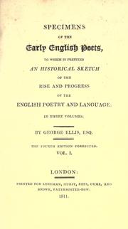 Cover of Specimens of the early English poets by Ellis, George