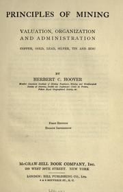 Front cover of Principles of mining by Herbert Clark Hoover