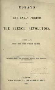 Front cover of Essays on the early period of the French Revolution by John Wilson Croker
