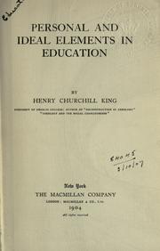 Cover of Personal and ideal elements in education by Henry Churchill King