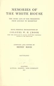 Front cover of Memories of the White House by W. H. Crook
