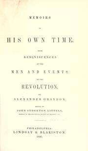 Front cover of Memoirs of his own time by Alexander Graydon
