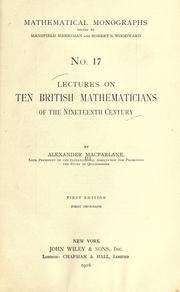 Front cover of Lectures on ten British physicists of the nineteenth century by Alexander Macfarlane