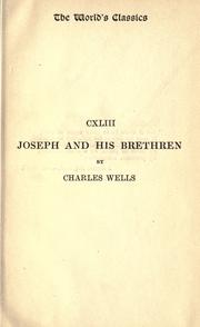 Front cover of Joseph and his brethren by Wells, Charles
