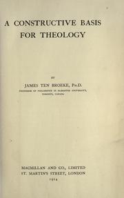 Front cover of A constructive basis for theology by Ten Broeke, James