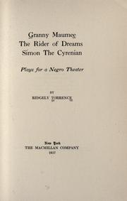 Front cover of Granny Maumee, The rider of dreams, Simon the Cyrenian by Ridgely Torrence